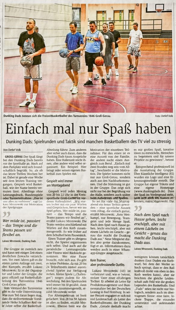 DUNKING DADS in der Zeitung - im Groß-Gerauer ECHO